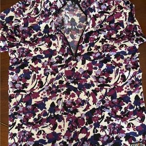 Kerrits Women's/Kids Floral Blouse - Purple, Black, and White